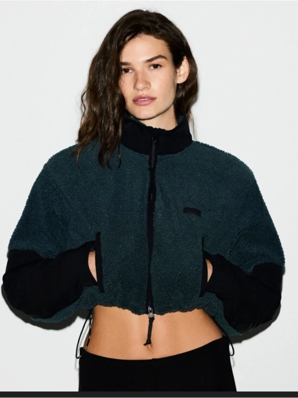 SKIMS Teddy Cropped Zip-Up Jacket - Picture 1 of 11